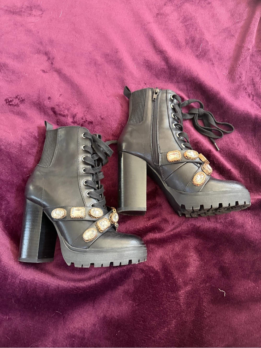 Steve Madden Latch Booties with Gem-Embellished Straps